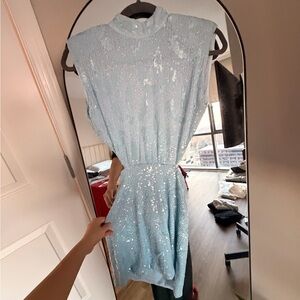 Elegant Blue Sequin Dress